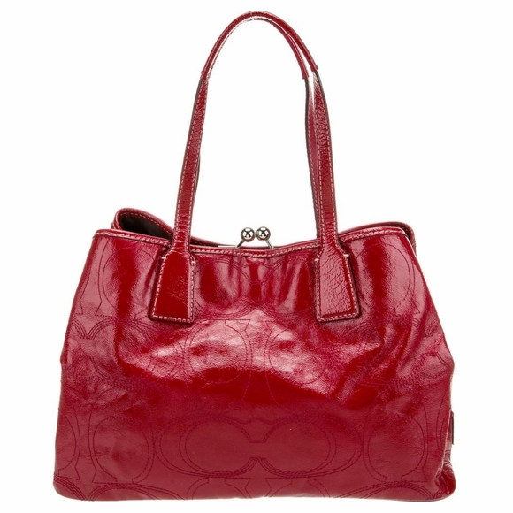 Vintage Y2K Coach Signature Kiss Lock Patent Leather Bag - Picture 3 of 13